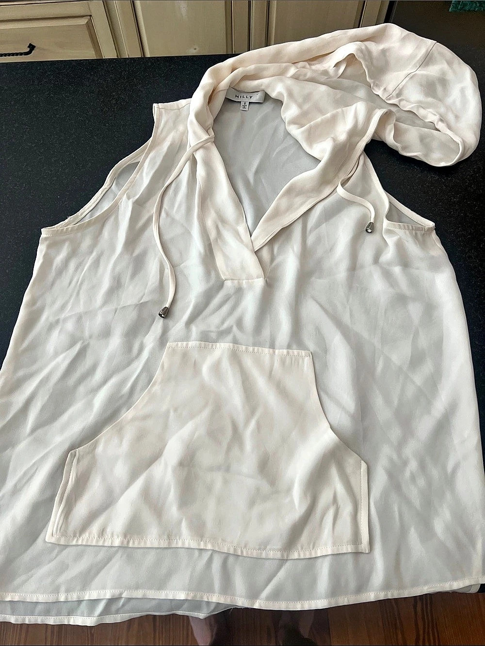Milly Hooded Sleeveless Tunic White Size Small